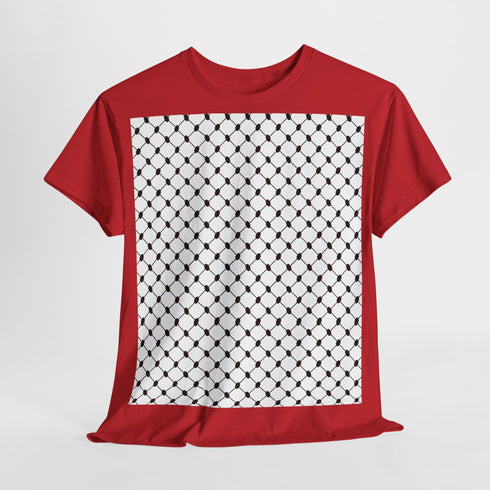 Keffiyeh Pattern Heavy Cotton Tee - Modern Mesh Design Streetwear T-Shirt